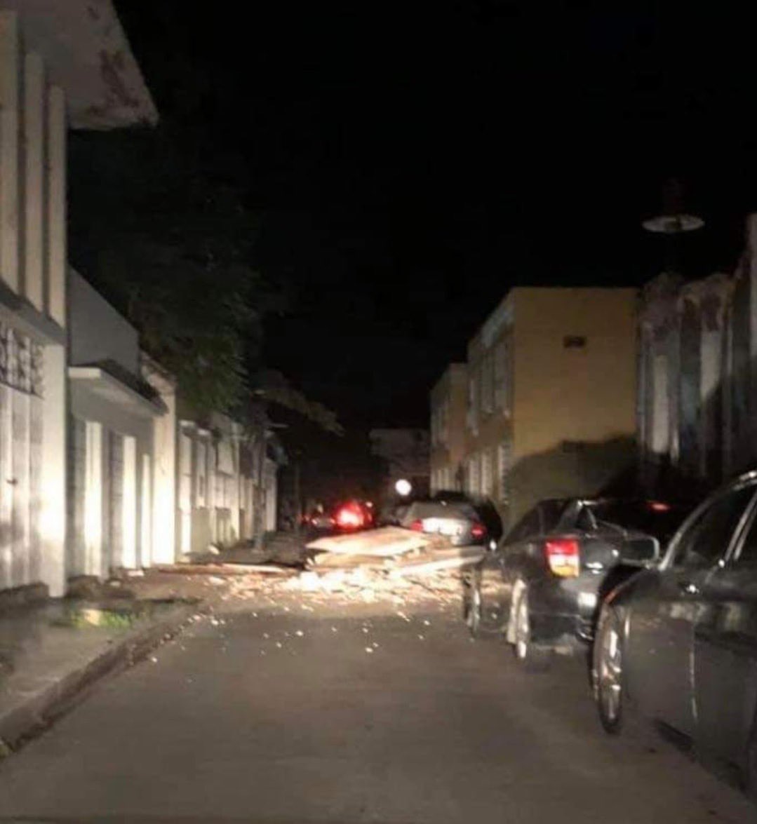 Puerto Rico after it was hit by an earthquake. Many people reporting widespread electricity outages so they're in the dark right  